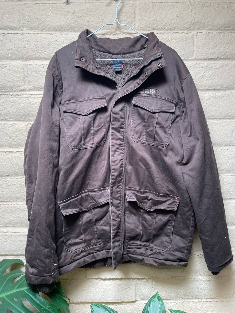 Quicksilver Brown Military Field Jacket with Sherpa Collar